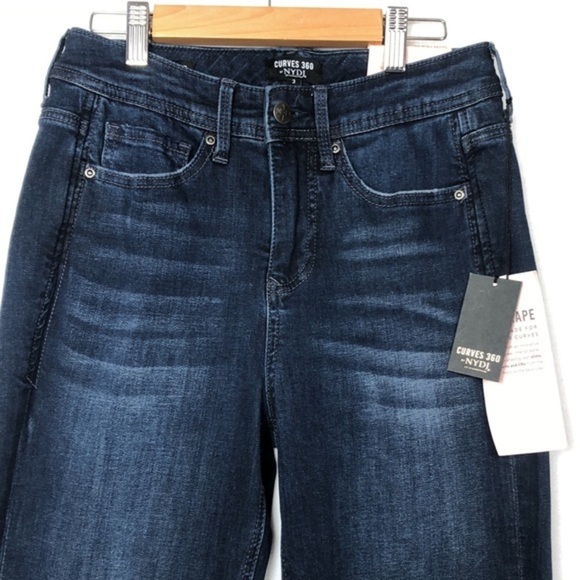 NYDJ Slim Straight Leg Dark Wash High Waist Rise Stretch Denim Jeans - Picture 13 of 16